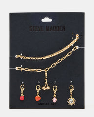 CHERRY CHARM ANKLET SET Women's Cherry Chain Multi Anklet Set