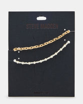 2-PIECE PEARL CHAIN ANKLET SET Women's Embellished Chain Anklet set