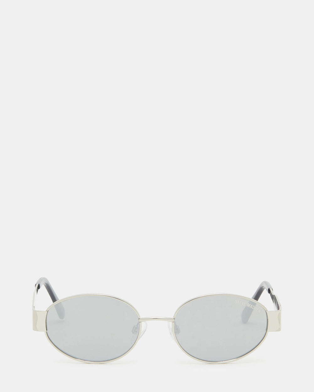 MYSTIE Shiny Silver Frame Oval Sunglasses
