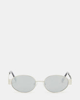 MYSTIE Shiny Silver Frame Oval Sunglasses