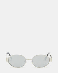 MYSTIE Shiny Silver Frame Oval Sunglasses
