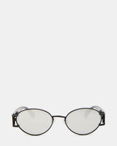 DUTTEN Black Frame Almond Solid Smoke Silver Flash Oval Sunglasses