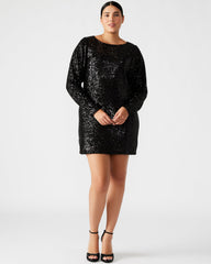 GINGER Dress Black | Women's Long-Sleeved Sequin Mini Dress