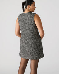 LOUIE Black/White Sleeveless Tweed Mini Women's Dress