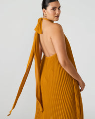 MARAYA Tuscan Gold Flowy Halter Women's Maxi Dress