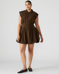 DYANNE Dark Espresso Women's Zip-Front Bubble-Hem Dress
