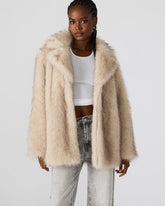 KINDRA Natural Faux Fur Collared Women's Coat