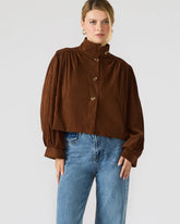 DIERDRA Chicory Coffee Long-Sleeved Button-Up Women's Jacket