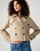 SIRUS Khaki Women's Cropped Denim Trench Coat