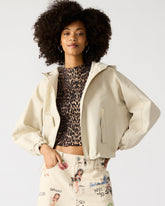 LUMI Bone Women's Faux Leather Hooded Jacket