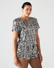 CRESSA Silver Embellished Sequin Women's Top