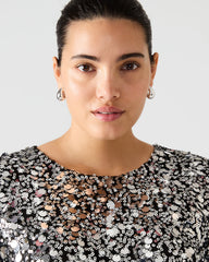 CRESSA Silver Embellished Sequin Women's Top