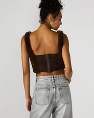 HANNIA Faux Fur Dark Espresso Cropped Women's Top