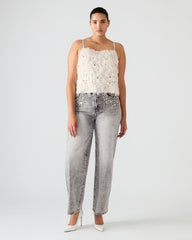 BLAKELYN Ivory Feather Sequin Embellished Women's Top