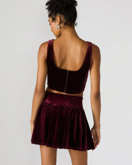 ARYANNA Wine Cropped Velvet Women's Top