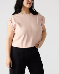 CAT Rose Women's Short-Sleeved Faux Leather Top