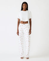 SYDNEE Floral Jean Wide-Leg Denim Multi-Colored Floral Print Women's Bottom