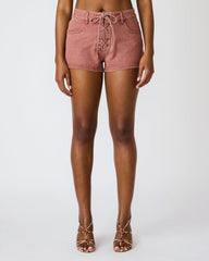 CALLISTO Rust Lace-Up Denim Women's Shorts