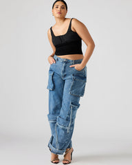 DUO Medium Denim Women's Utility Cargo Pants