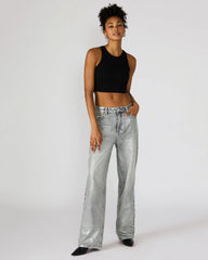ZO Silver Straight-Leg Metallic Women's Jeans