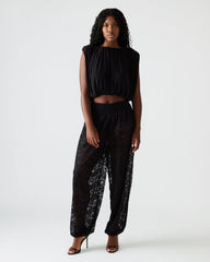 ALARA Black Lace Mesh Overlay Women's Pant