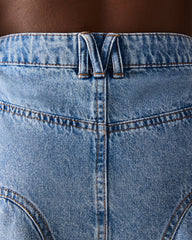 MELANY Forever Blue Denim Pleated Mini Women's Skirt
