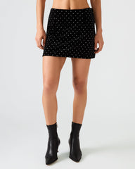 CINDI Black Studded Velvet Rhinestone Embellished Women's Skirt