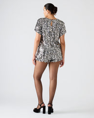 CELESTINE Silver Pull-On Embellished Sequin Women's Shorts