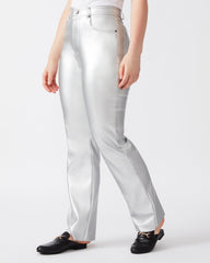 LOREN Pant Silver | Women's Faux Leather Straight Leg Pant