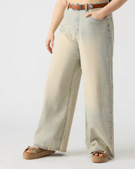 MAGNUS Women's Washed Denim Wide-Leg Jeans