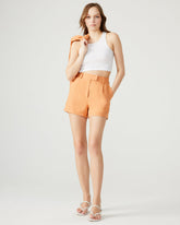 IMELDA Caramel Pleated Trouser Women's Shorts