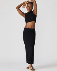 SEASIDE Maxi Skirt Set Black Women's Textured Matching Set