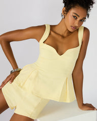 ZENIA Golden Glow Sleeveless Peplum Women's Top