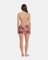 SUPER BLOOM MULTI BIKINI COVER-UP Mesh Skirt Floral Pattern Women's Swim Cover-Up