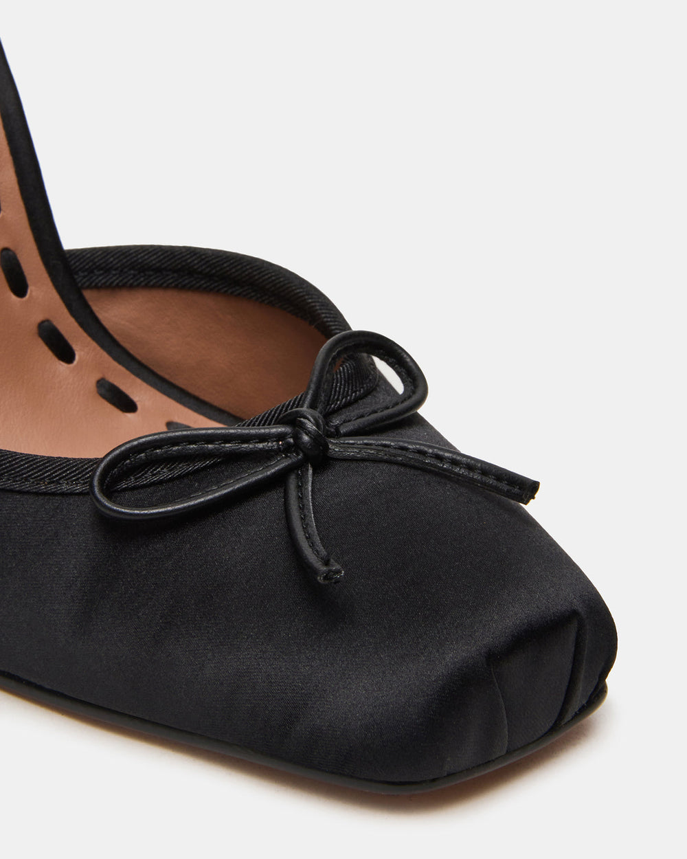 LARINA Black Satin Square-Toe Stiletto Pump Lace-Up Women's Heel