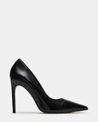 NOIR Black Leather Pointed-Toe Stiletto Pump Women's Heels