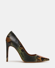NOIR Green Snake Pointed-Toe Stiletto Pump Women's Heels