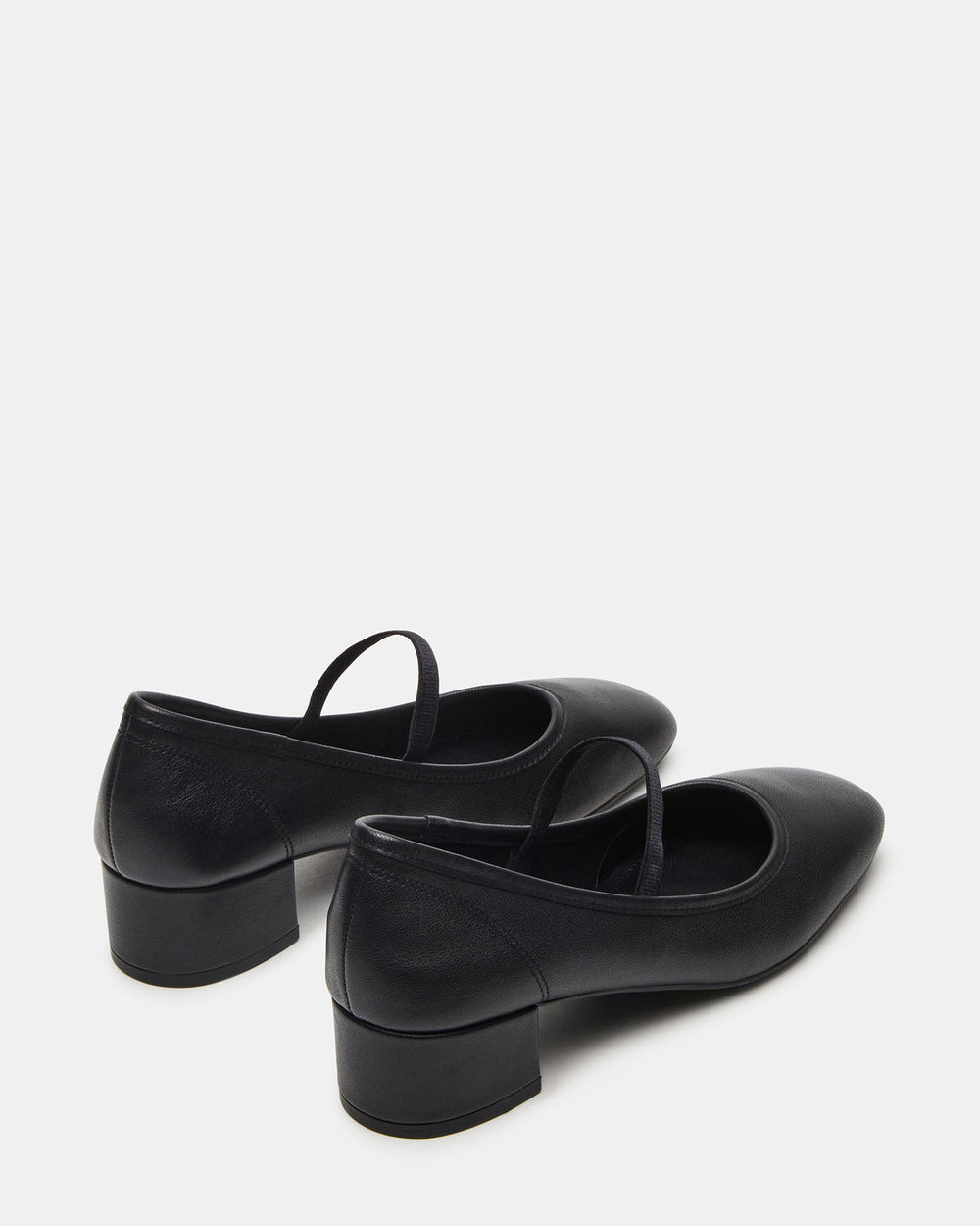 MURAL Black Leather Mary Jane Block Heel Square-Toe Women's Heel
