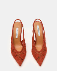 ANDROMEDA Crochet Terracotta Slingback Pointed-Toe Stiletto Pump Women's Heel