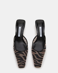 ALYSE Zebra Mesh Square-Toe Mule Women's Kitten Heel