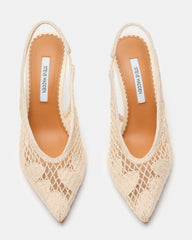 ANDROMEDA Crochet Bone Slingback Pointed-Toe Stiletto Pump Women's Heel