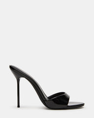 DAVINA Black Patent Rounded Open-Toe Mule Stiletto Women's Heel