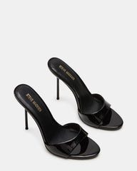 DAVINA Black Patent Rounded Open-Toe Mule Stiletto Women's Heel