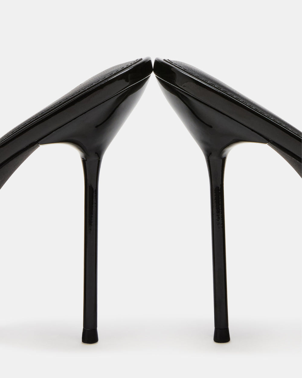 DAVINA Black Patent Rounded Open-Toe Mule Stiletto Women's Heel