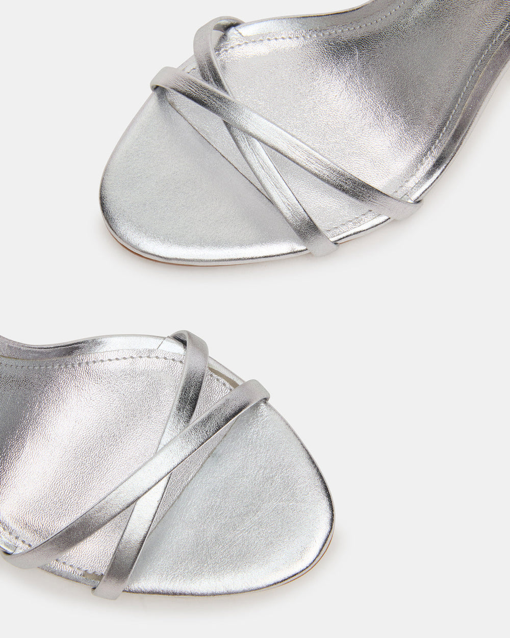 JYPSEY Silver Leather Strappy Stiletto Women's Heel