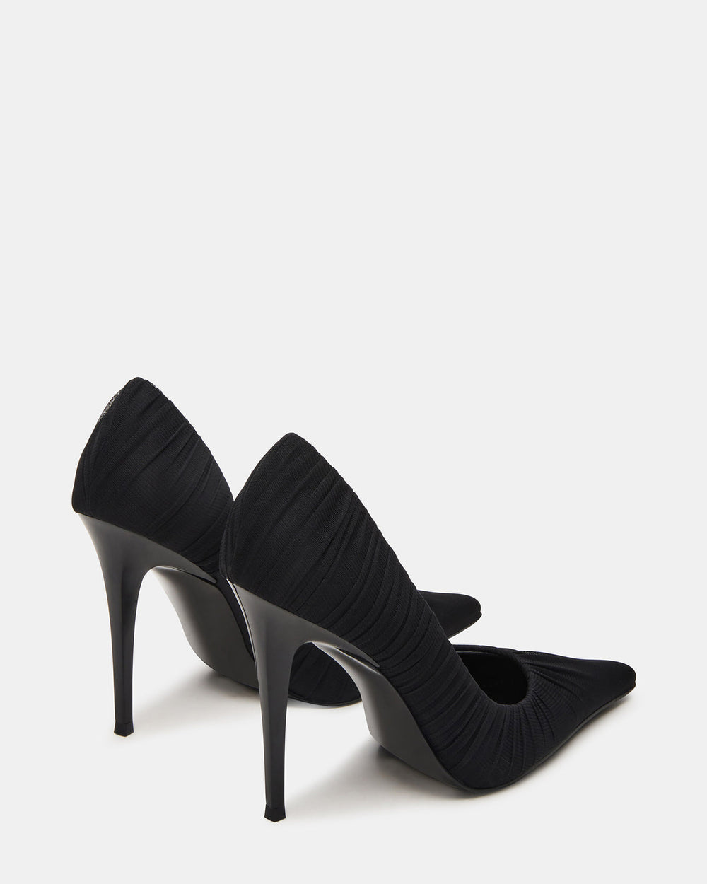 ELEGANT Black Ruched Pointed-Toe Stiletto Pump Women's Heel