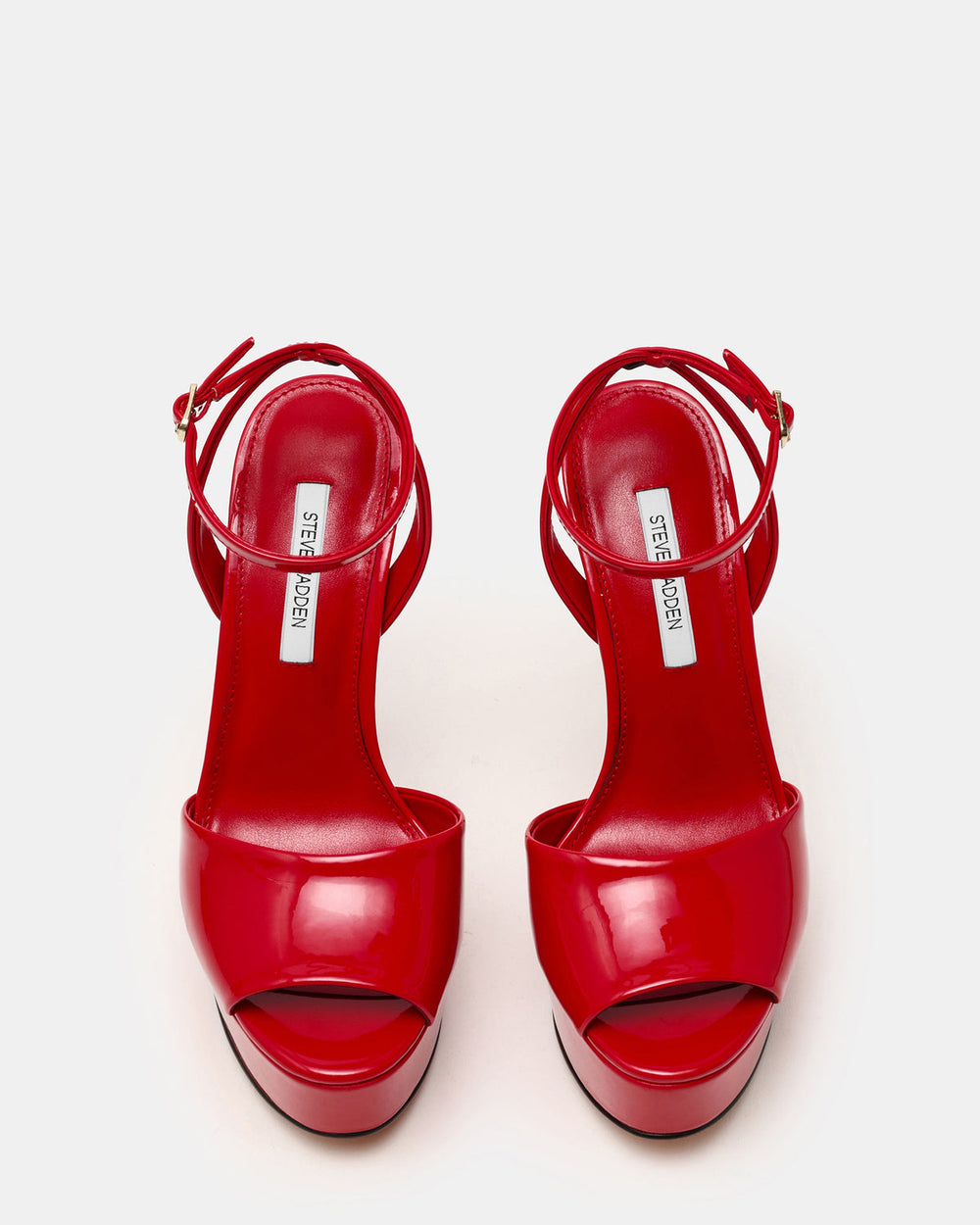 JEZZICA Red Patent Platform Stiletto Ankle Strap Women's Heel