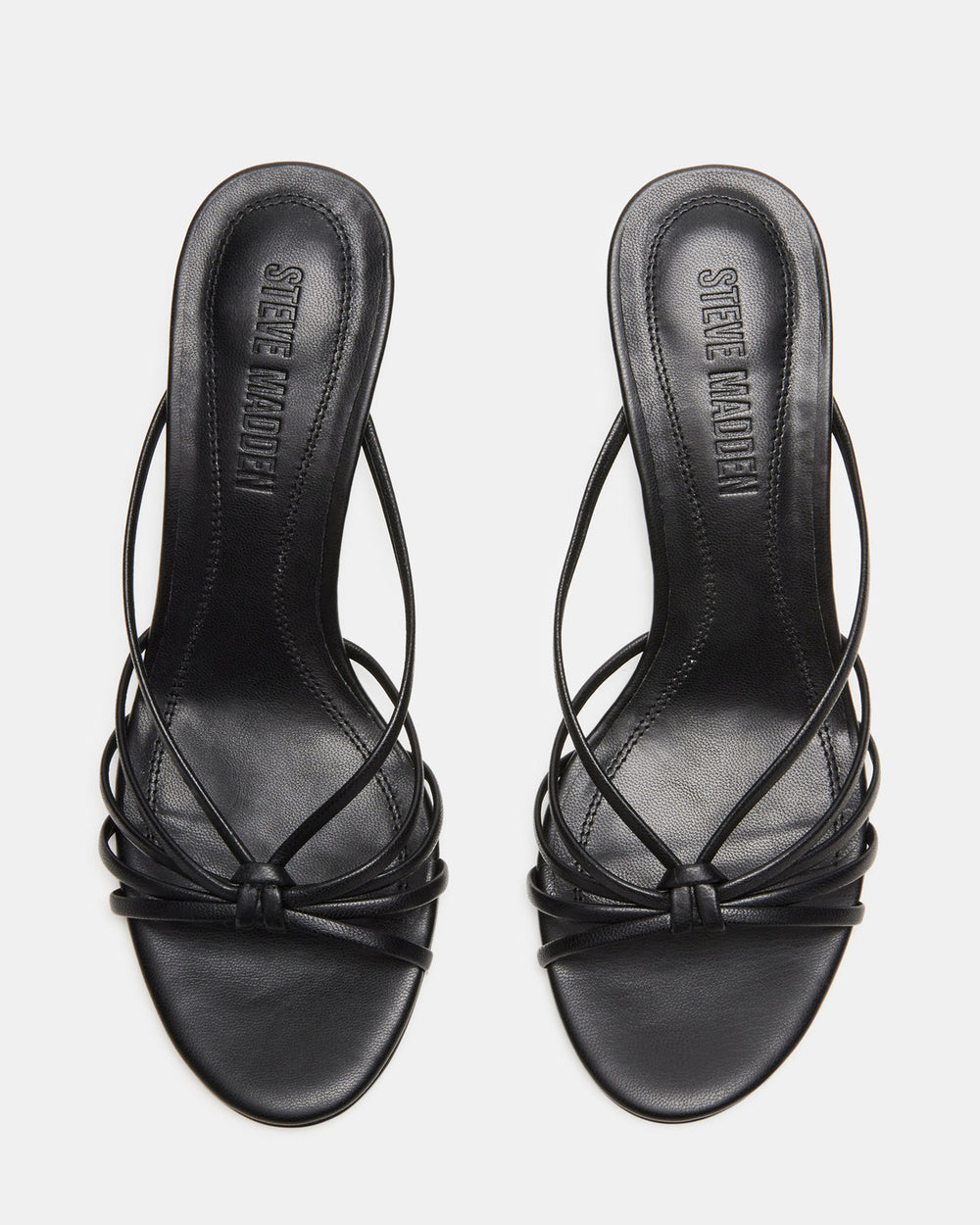 EDNA Black Leather Strappy Mule Women's Heel