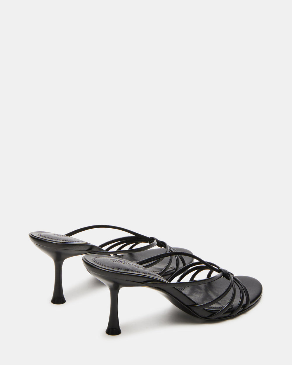 EDNA Black Leather Strappy Mule Women's Heel