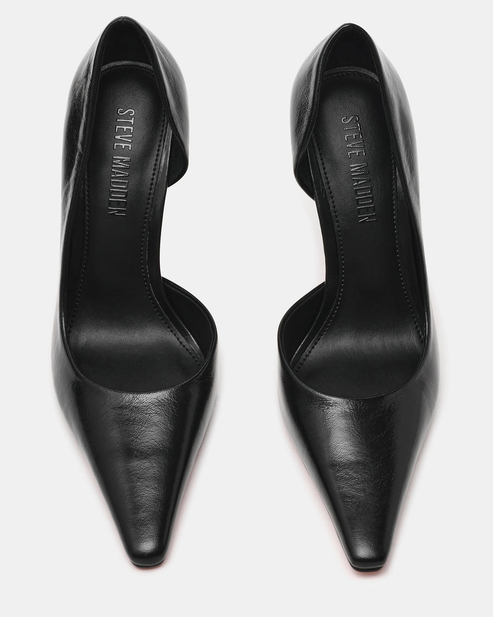 ELEGANT Black Leather Pointed-Toe Stiletto Pump Women's Heel